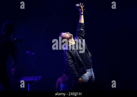 Kathmandu, Nepal. 12th Apr, 2024. Pakistani singer and songwriter Atif Aslam performs on stage in front of thousands of fans during a concert at the Hyatt Regency ground in Kathmandu, Nepal on Friday, April 12, 2024. Photo/Skanda Gautam (Credit Image: © Skanda Gautam/ZUMA Press Wire) EDITORIAL USAGE ONLY! Not for Commercial USAGE! Credit: ZUMA Press, Inc./Alamy Live News Stock Photo