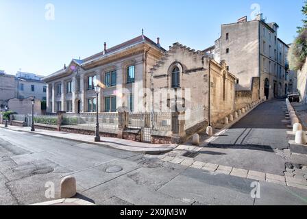 Former Faculty of Medicine, historical center, facades, city walk, Montpellier, Herault, France, Stock Photo