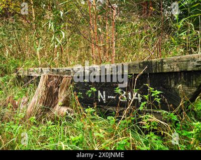 Boat wrecks at Amber Bay in Juodkrante on the Curonian Spit, Lithuania Stock Photo