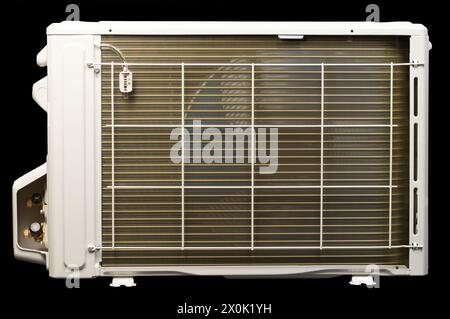 Air conditioner outside unit rear view isolated on studio background Stock Photo