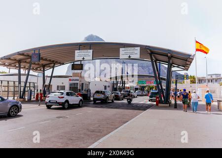 Border crossing between Spain and Gibraltar. Spanish side. La Línea de la Concepción, Cádiz, Andalucía Spain, Europe Stock Photo