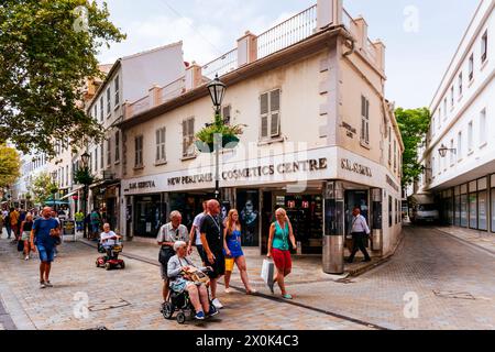 Main Street, Calle Real, is the main arterial street in the British overseas territory of Gibraltar, was established in the 14th century. Main Street Stock Photo