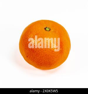 Closeup of three a mandarin oranges isolated on white background Stock Photo