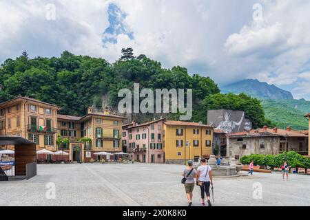 Breno, main square Pietro Ronchi, villa Ronchi in Brescia, Lombardia / Lombardy, Italy Stock Photo