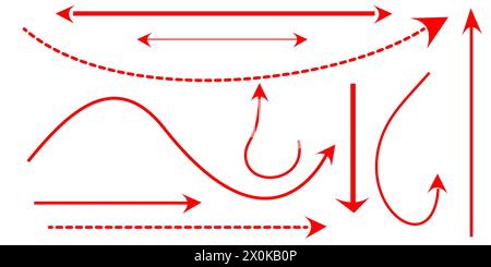 Set of red straight arrows isolated Stock Vector