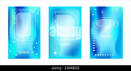 Set of blue bright modern posters Stock Vector