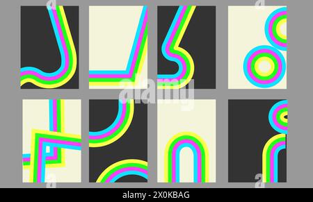 Set of posters 70s, retro templates Stock Vector