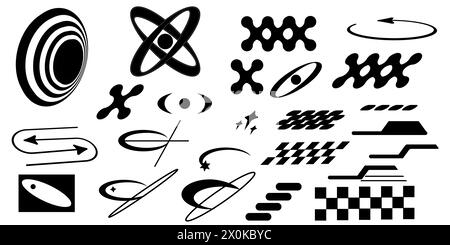 Y2k elements isolated in black color Stock Vector