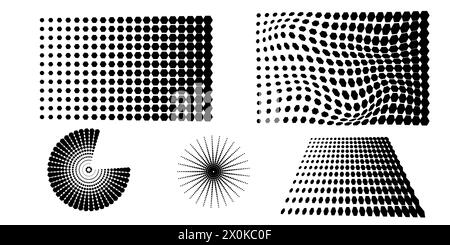 Set of halftone backgrounds and round forms Stock Vector