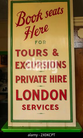 England, West Sussex, Arundel, Amberley Museum and Heritage Centre, Vintage Southdown Transport Company Green Bus Stock Photo