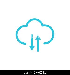 Source of knowledge. Cloud transfer. Isolated on white background. From blue icon set Stock Vector