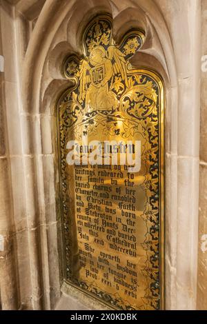 England, Hampshire, Winchester, Winchester Cathedral, Jane Austen Memorial Plaque Stock Photo