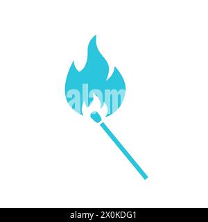 Burning  match icon. Isolated on white background. From blue icon set. Stock Vector