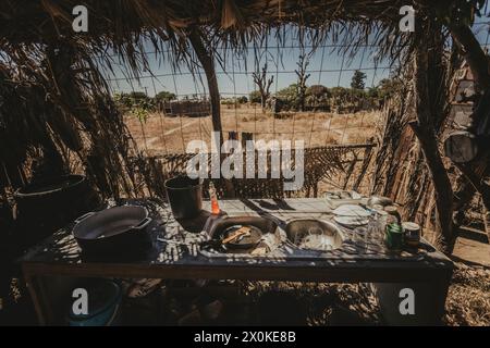 Family time-out in West Africa, Santiago, Tarrafal Stock Photo