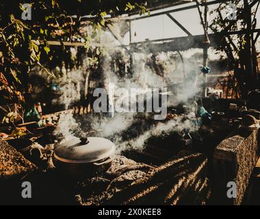 Family time-out of 6 months in West Africa, Cape Verde, Santiago Island in Tarrafal Stock Photo