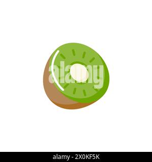 Kiwi flat line vector fruit icon illustration isolated logo. Kiwifruit cartoon flat line icon Stock Vector