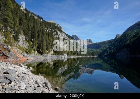 Austria, Salzburg province, Pinzgau, Weißbach near Lofer, Kallbrunnalm, Dießbach reservoir Stock Photo