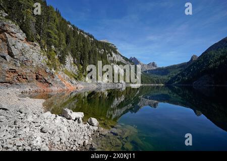 Austria, Salzburg province, Pinzgau, Weißbach near Lofer, Kallbrunnalm, Dießbach reservoir Stock Photo