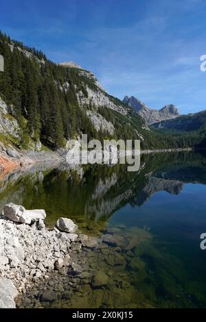 Austria, Salzburg province, Pinzgau, Weißbach near Lofer, Kallbrunnalm, Dießbach reservoir Stock Photo