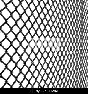 Wired Metal Fence Mesh Vector. Pattern Texture Of Steel Wire Grid Isolated On White Transparent Background. 3d Aluminum Grate For Jail Cage. Safety. Stock Vector