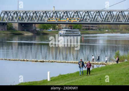 Germany, Baden-Württemberg, Karlsruhe, passenger ship on the Rhine. Stock Photo