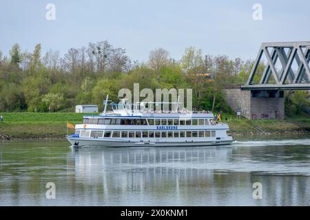 Germany, Baden-Württemberg, Karlsruhe, passenger ship on the Rhine. Stock Photo