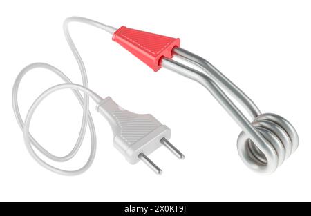 Small domestic immersion heater. Electrical appliance for heating water, 3D rendering isolated on white background Stock Photo