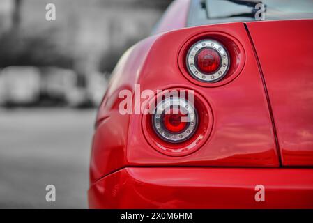 The backlights of an red Italian sport car from the 90s Stock Photo