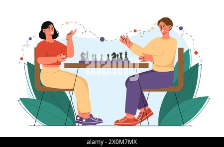 People play chess vector concept Stock Vector