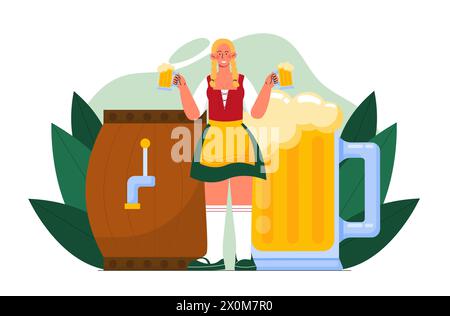 Woman with oktoberfest vector Stock Vector