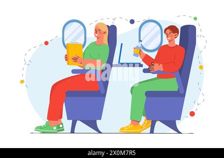 Passengers on plane vector concept Stock Vector