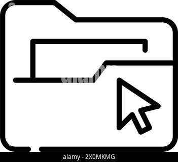 File folder and mouse click. Digital files access, management and interaction. Pixel perfect vector icon Stock Vector