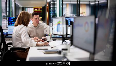 Data Analyst Using Data Analytics KPI Dashboard Stock Photo