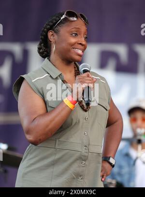 New Orleans, USA. 12th Apr, 2024. During the French Quarter Festival at the **** Stage in New Orleans, Louisiana on Friday, April 12, 2024. (Photo by Peter G. Forest/SipaUSA) Credit: Sipa USA/Alamy Live News Stock Photo