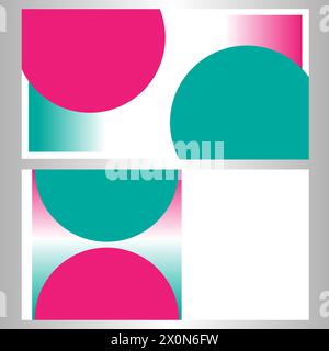 Business card design template with green red round shapes with empty space for text. Design cover template. Stock Vector