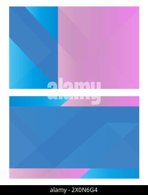 Business card design template abstract blue pink geometric background banner with empty space for text. Stock Vector