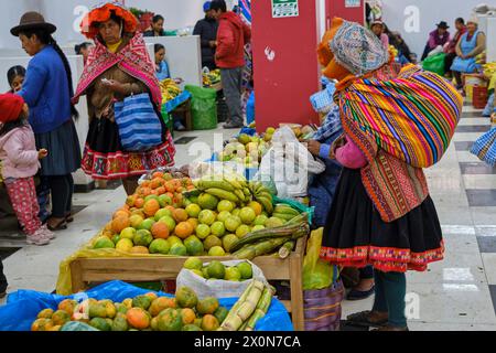 Peru, province of Cuzco, Lares city, colorful market Stock Photo