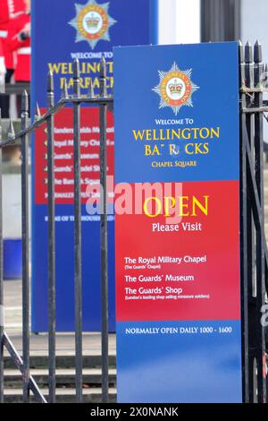 Wellington Barracks, a military barracks in Westminster, central London, for the Foot Guards battalions on public duties in that area Stock Photo