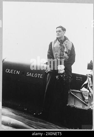 AWARDED D.F.C. - PILOT OFFICER WILLIAM WALTER JOHN LOUD [136179] RAFVR - NO.602 SQUADRON. - Pilot Officer Loud has completed a large number of operational sorties including shipping reconnaissance. He has destroyed at least one enemy aircraft and damaged others. This officer has always displayed an exceptional keenness to participate in operational flying and his courage and skill have been an example and inspiration to the other members of his squadron. AWARDS LIST NO.587. [Picture issued 1943] Photographic negative , Royal Air Force Stock Photo