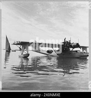 BRITISH OVERSEAS AIRWAYS AT WAR - For story see CH.14892 Picture (issued 1945) shows - A view of the Qantas Catalina flyingboat at Karachi. Photographic negative , Royal Air Force Stock Photo