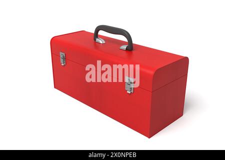 Red toolbox closed on white background Stock Photo - Alamy