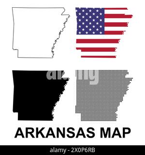 Set of Arkansas map, united states of america. Flat concept icon symbol vector illustration . Stock Vector
