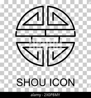 Traditional shou icon, spiritual isolated shu flat symbol, asian vector illustration . Stock Vector