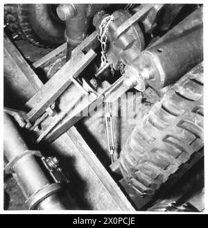 EQUIPMENT CARRIED BY GLIDERS - Exterior views of a jeep with an ack-ack gun attached. Photographic negative , British Army Stock Photo