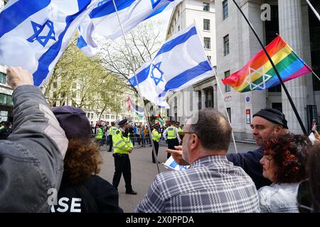 London, UK. 13th Apr, 2024. Counter protest to the National march for Palestine. (Photo by Joao Daniel Pereira/Sipa USA) Credit: Sipa USA/Alamy Live News Stock Photo