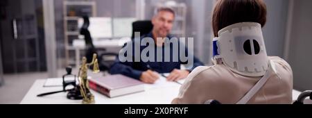 Medical worker compensating social security for disability injury Stock Photo