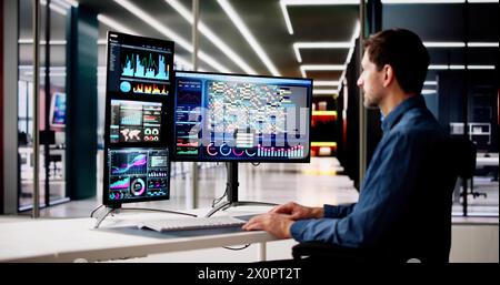 Data Analyst Using Data Analytics KPI Dashboard Stock Photo