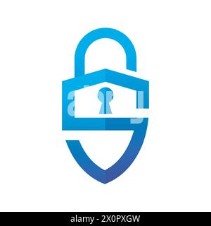 Padlock Shield Letter S, Security Logo Template. Letter s for shield padlock protection logo design Stock Vector