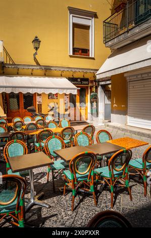 Street scene with cafe in Sorrento, Italy Stock Photo