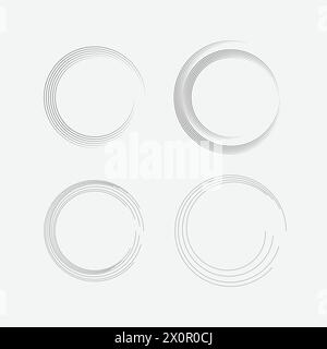 Set of black thick speed lines. Speed lines in circle form. Geometric art. Design element for logo, tattoo, web pages, template, abstract vector backg Stock Vector